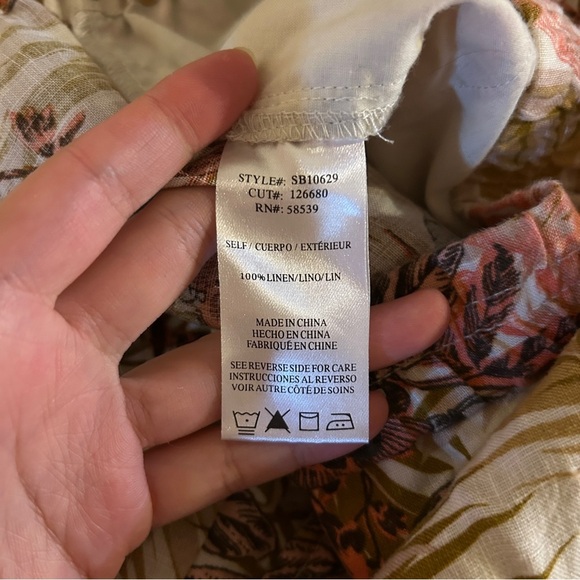 Kut from the Kloth Pink Brown Tan Palm Tree 100% Linen Elastic Waist Shorts - Picture 10 of 11